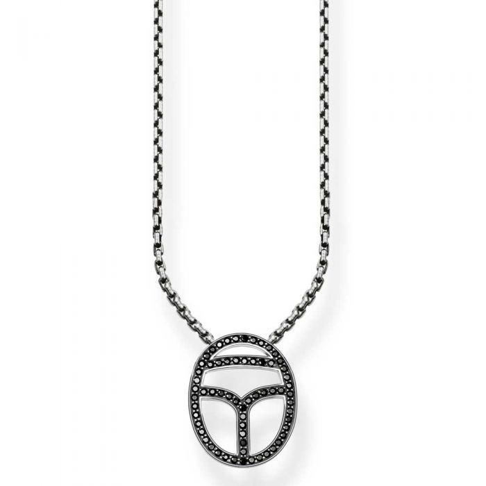 KE1523-643-11-L45v-Silver Black Cubic Zirconia Scarab Symbol Necklace-Bella-Luna
