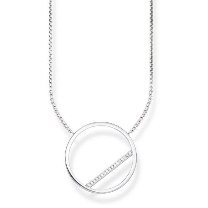 KE1752-051-14-L45v-Silver Open Circle Necklet-Bella-Luna