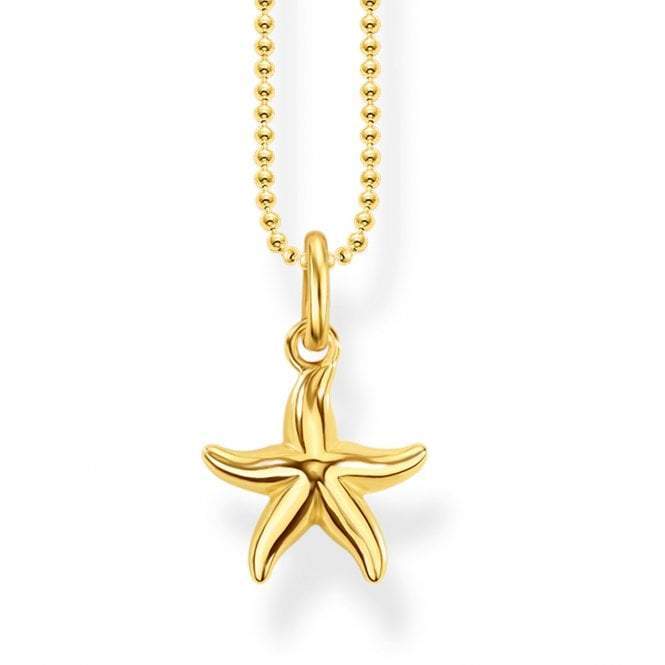 KE1755-413-39-L45v-Ocean Stars Gold Starfish Necklace-Bella-Luna