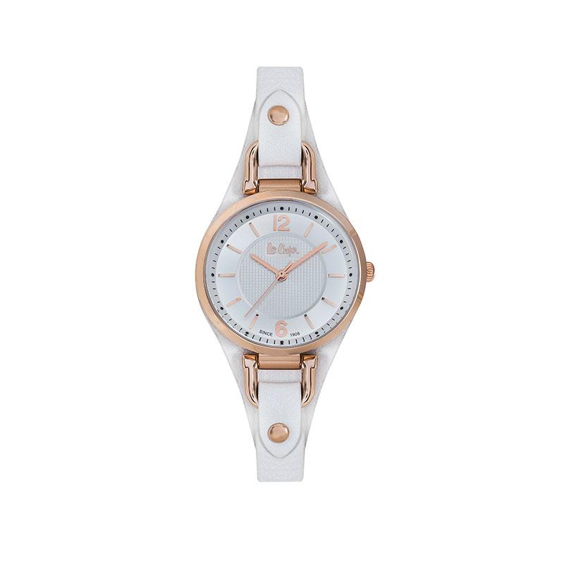 LC06610.433-Lee Cooper Ladies White Leather RG Case Silver Dial-Bella-Luna
