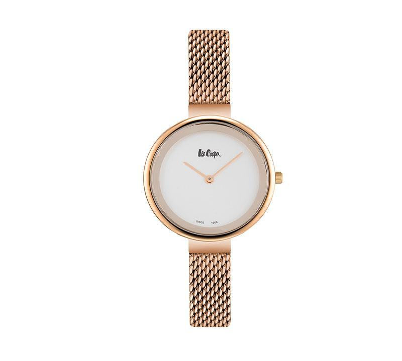 LC06632.430-Lee Cooper Ladies RG Mesh Round Silver Dial-Bella-Luna