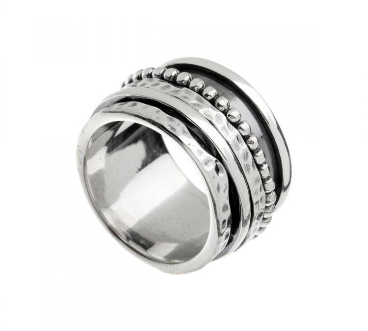 '-Najo Bands Of Time Oxidised Spinner Wide Ring-Bella-Luna