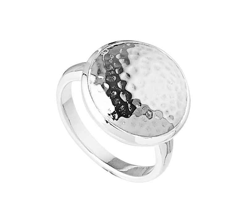 '-Najo Grand Silver Glow 16Mm Beaten Disc Ring-Bella-Luna