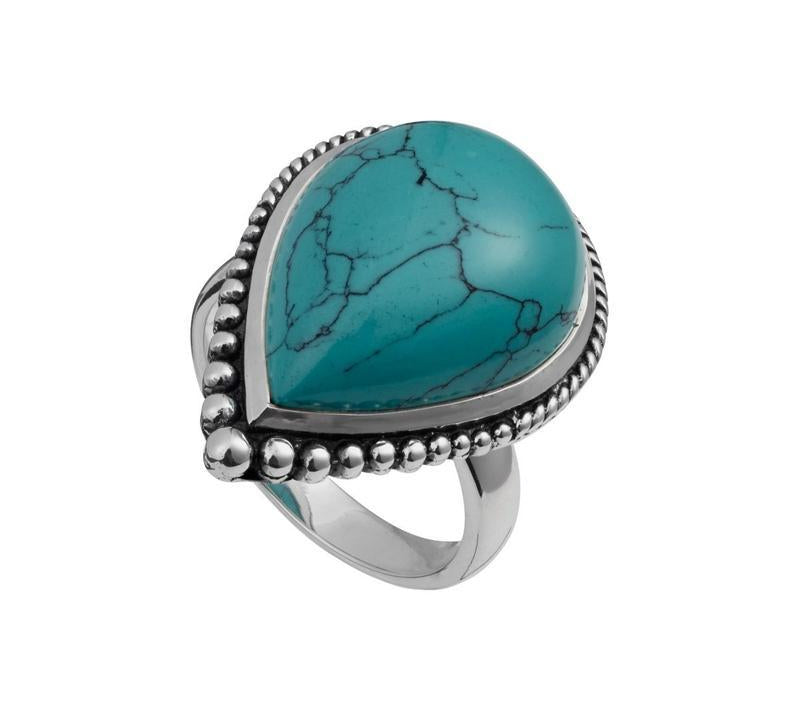 '-Najo Marine Garden Oxidised Turq Teardrop Ring-Bella-Luna