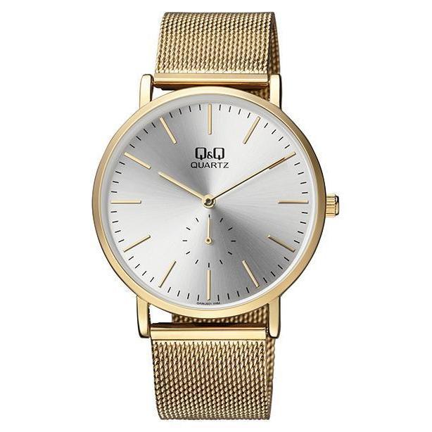 QA96J001Y-Q&Q Gts Fashion Gold Mesh Strap 2H Silver Dial Watch-Bella-Luna