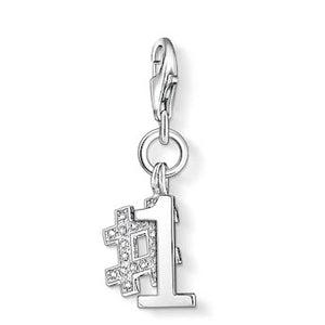 Silver Number 1 Charm Pendant with White Zirconia