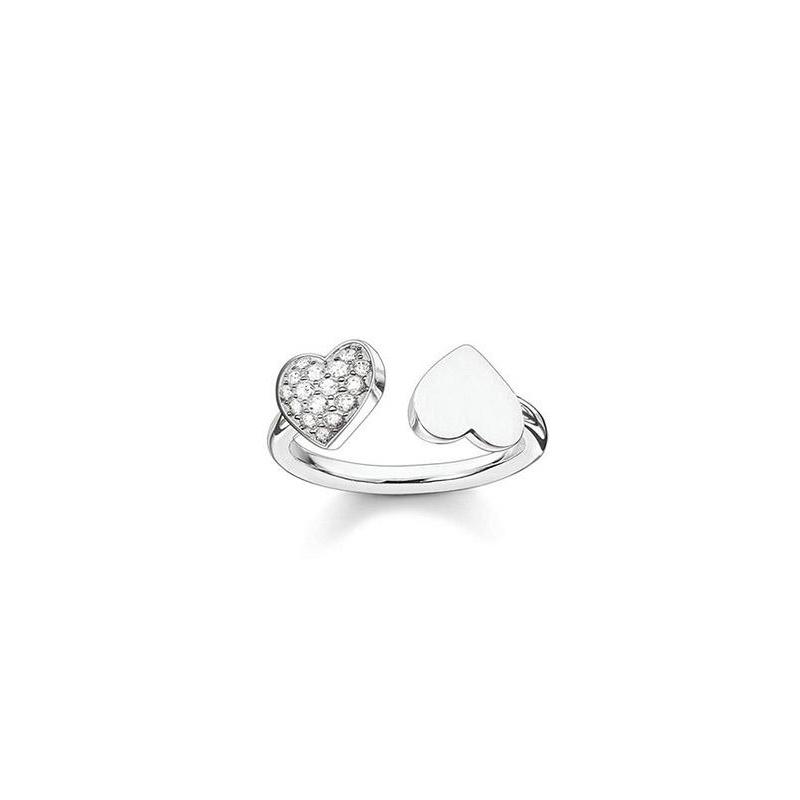 Sterling Silver Cubic Zirconia Double Heart Ring