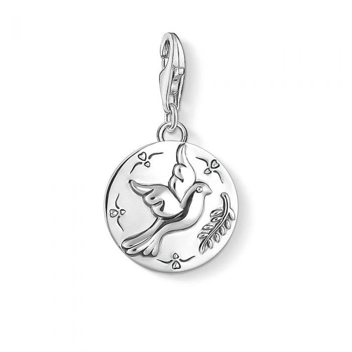Sterling Silver Dove Disc Charm