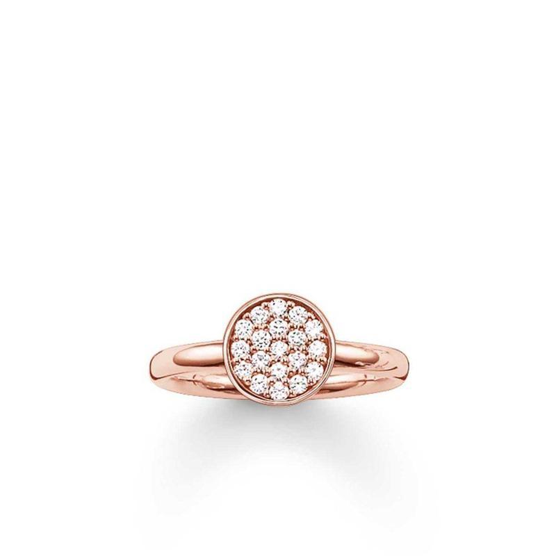 TR2050-416-14-54-Rose Gold Plated Round Pave Ring-Bella-Luna