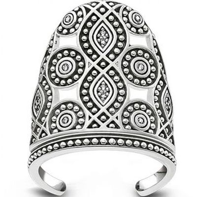 TR2094-643-14-46-STERLING SILVER OXIDISED NAIL RING-Bella-Luna